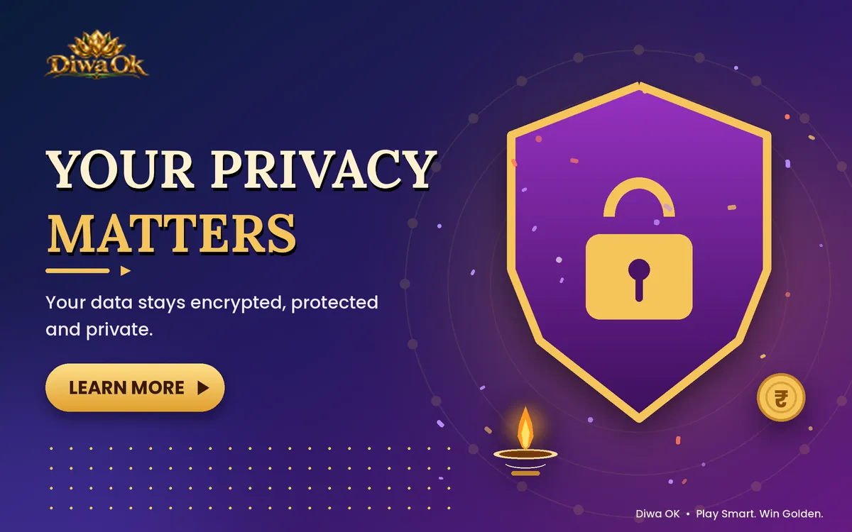 Diwa OK privacy policy banner with a shield, padlock and document icon